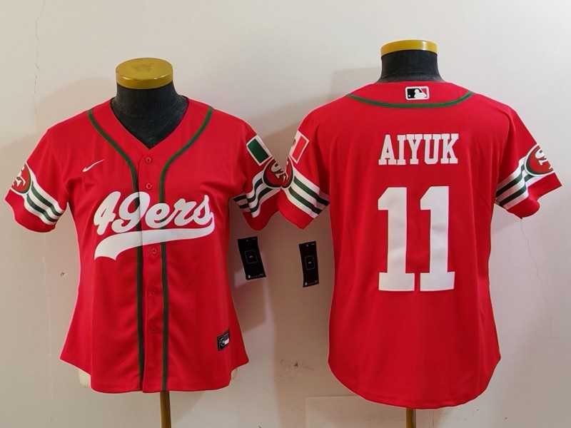 Womens San Francisco 49ers #11 Brandon Aiyuk Red Mexico Cool Base Stitched Baseball Jersey